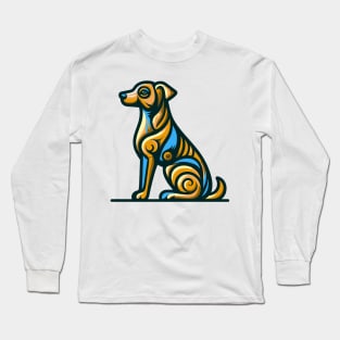 Pop art dog illustration. cubism illustration of a dog Long Sleeve T-Shirt